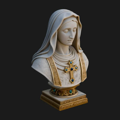 Veiled Saint Bust Statue Design 1 3D Print Model