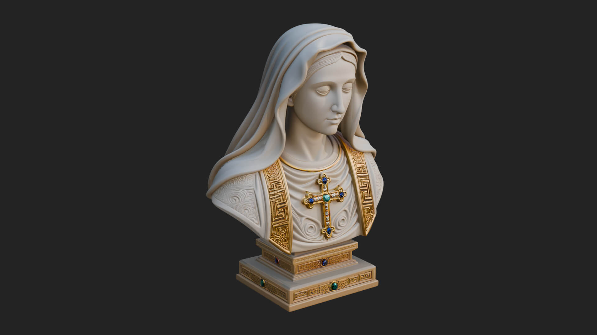 Veiled Saint Bust Statue Design 2 3D Print Model 3D Model