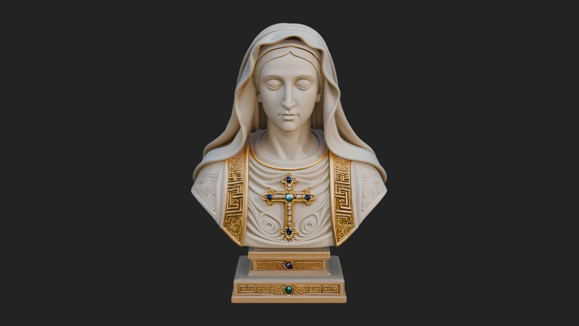 Veiled Saint Bust Statue Design 2 3D Print Model 3D Model