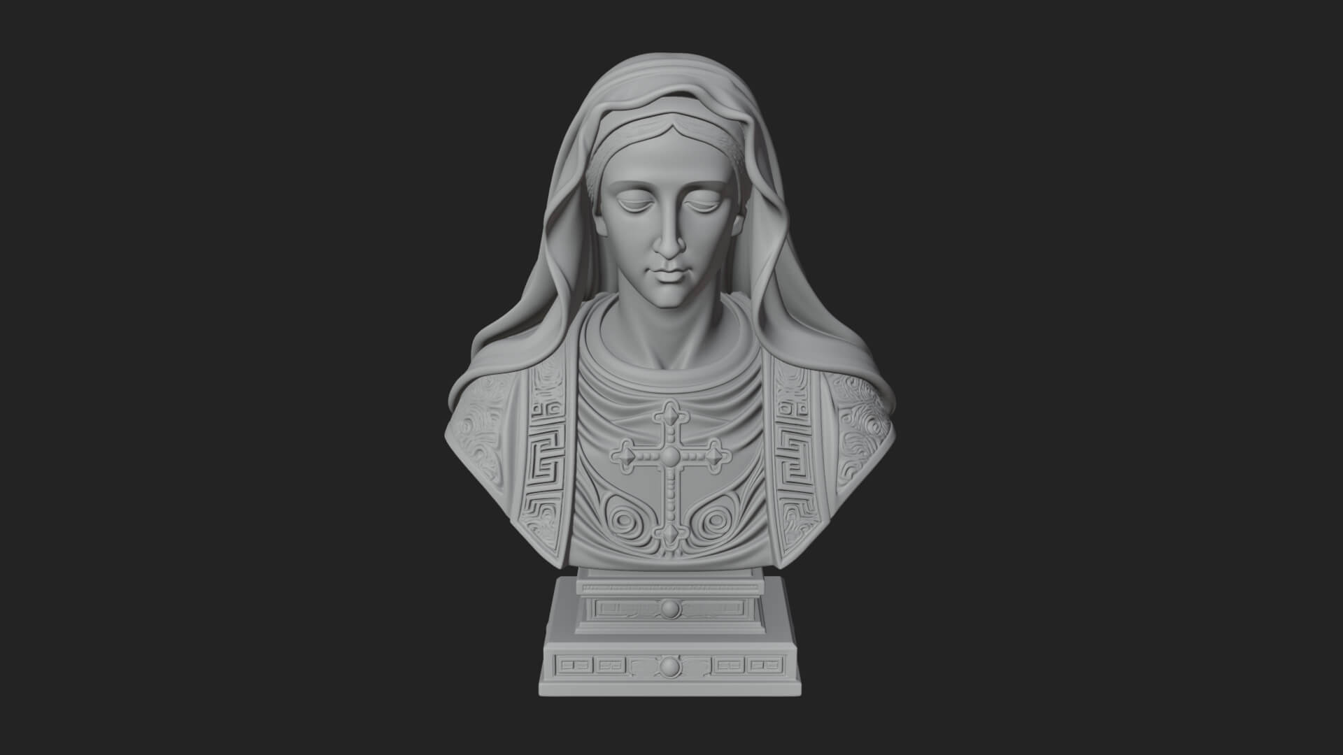 Veiled Saint Bust Statue Design 2 3D Print Model 3D Model