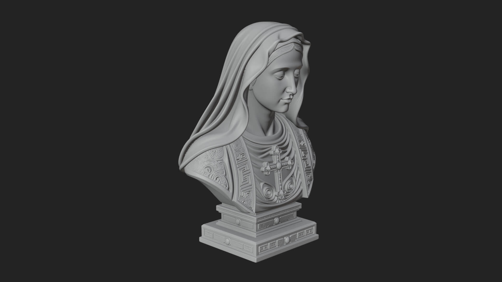 Veiled Saint Bust Statue Design 2 3D Print Model 3D Model