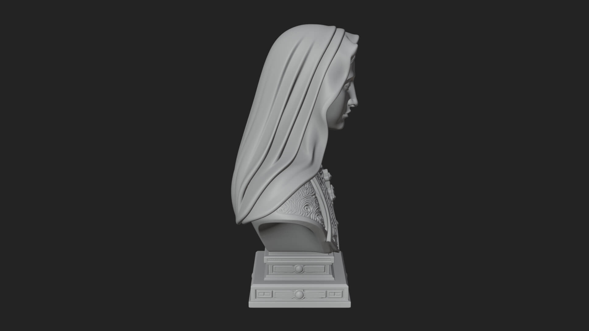 Veiled Saint Bust Statue Design 2 3D Print Model 3D Model