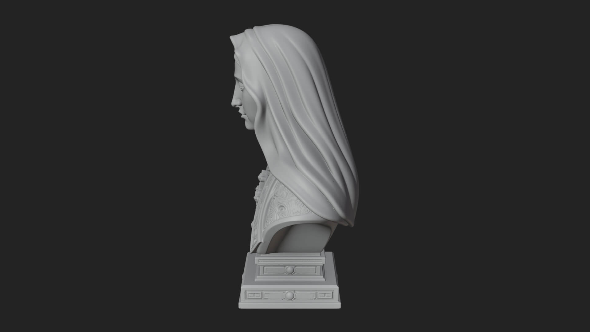 Veiled Saint Bust Statue Design 2 3D Print Model 3D Model