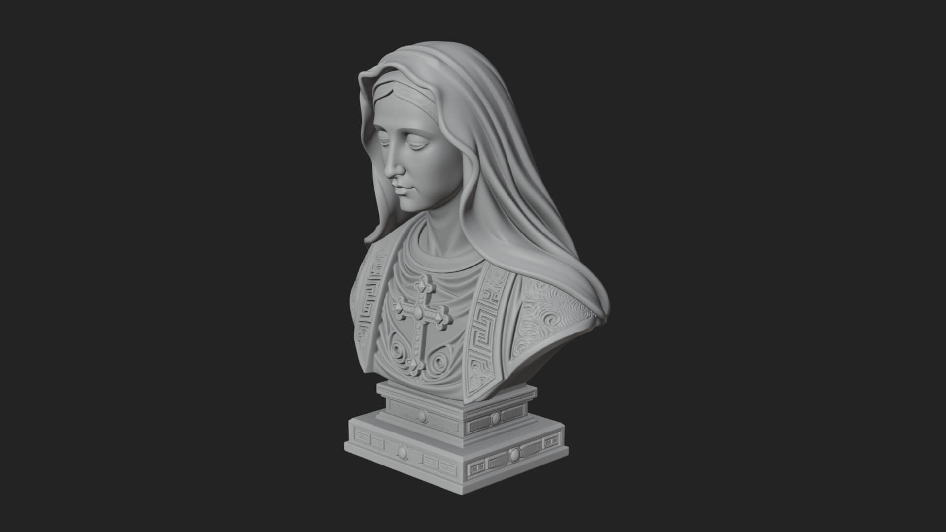 Veiled Saint Bust Statue Design 2 3D Print Model 3D Model