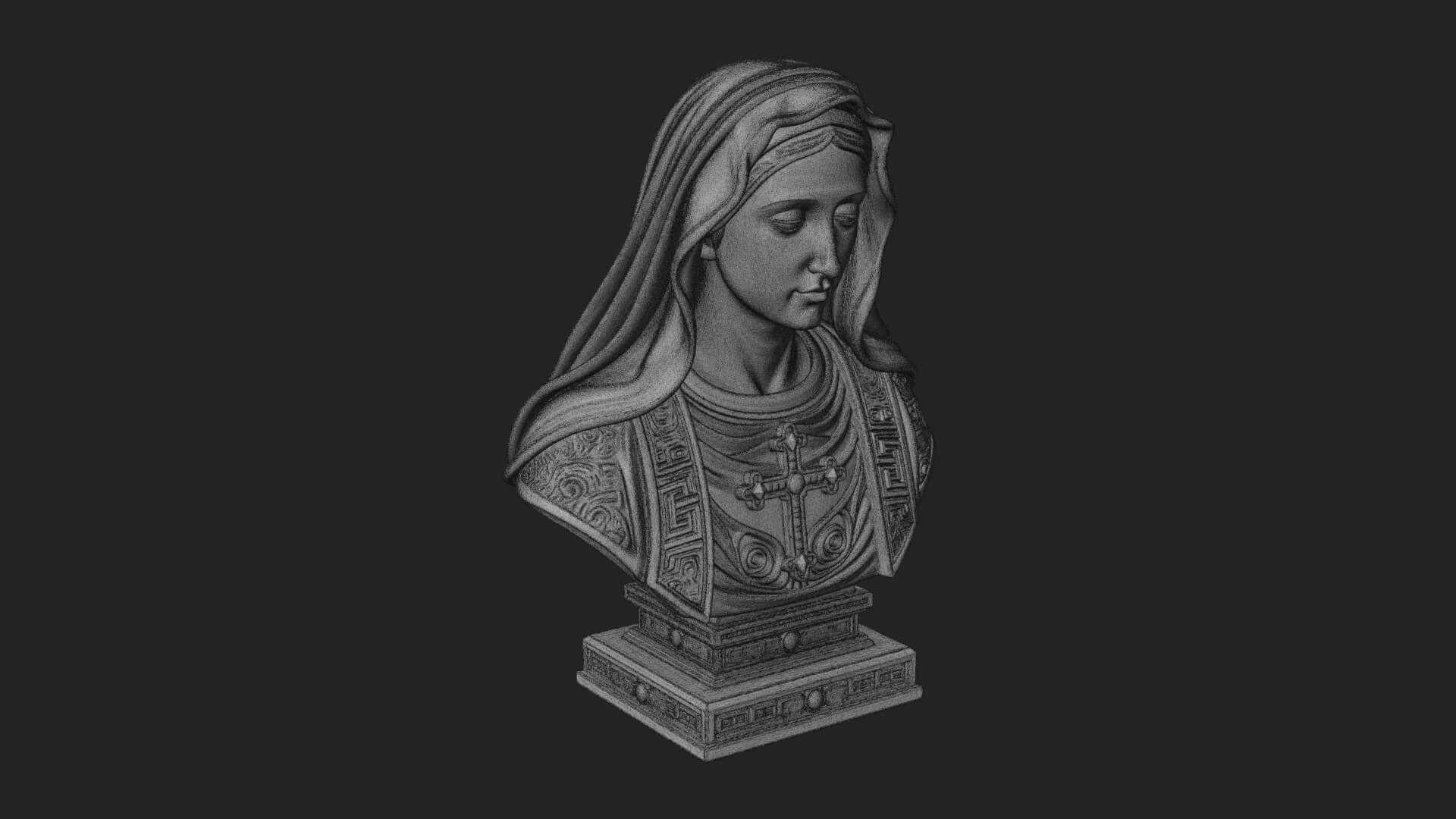 Veiled Saint Bust Statue Design 2 3D Print Model 3D Model