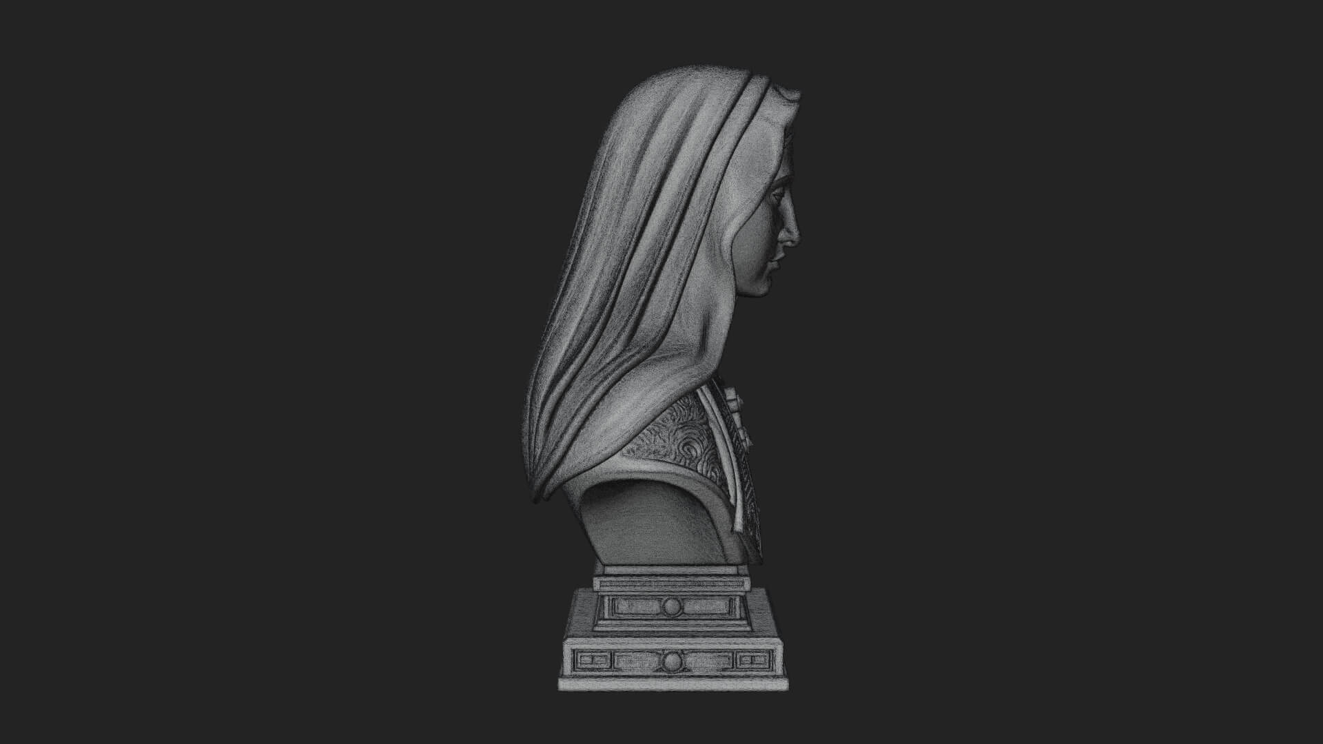 Veiled Saint Bust Statue Design 2 3D Print Model 3D Model