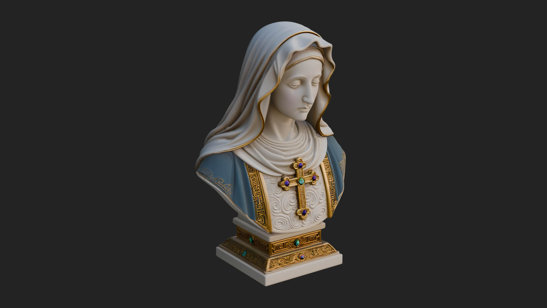 Veiled Saint Bust Statue Design 3 3D Print Model 3D Model