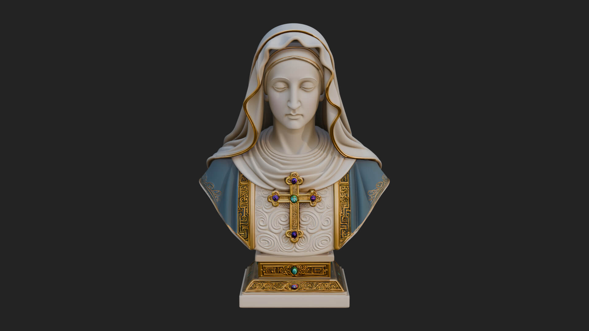 Veiled Saint Bust Statue Design 3 3D Print Model 3D Model