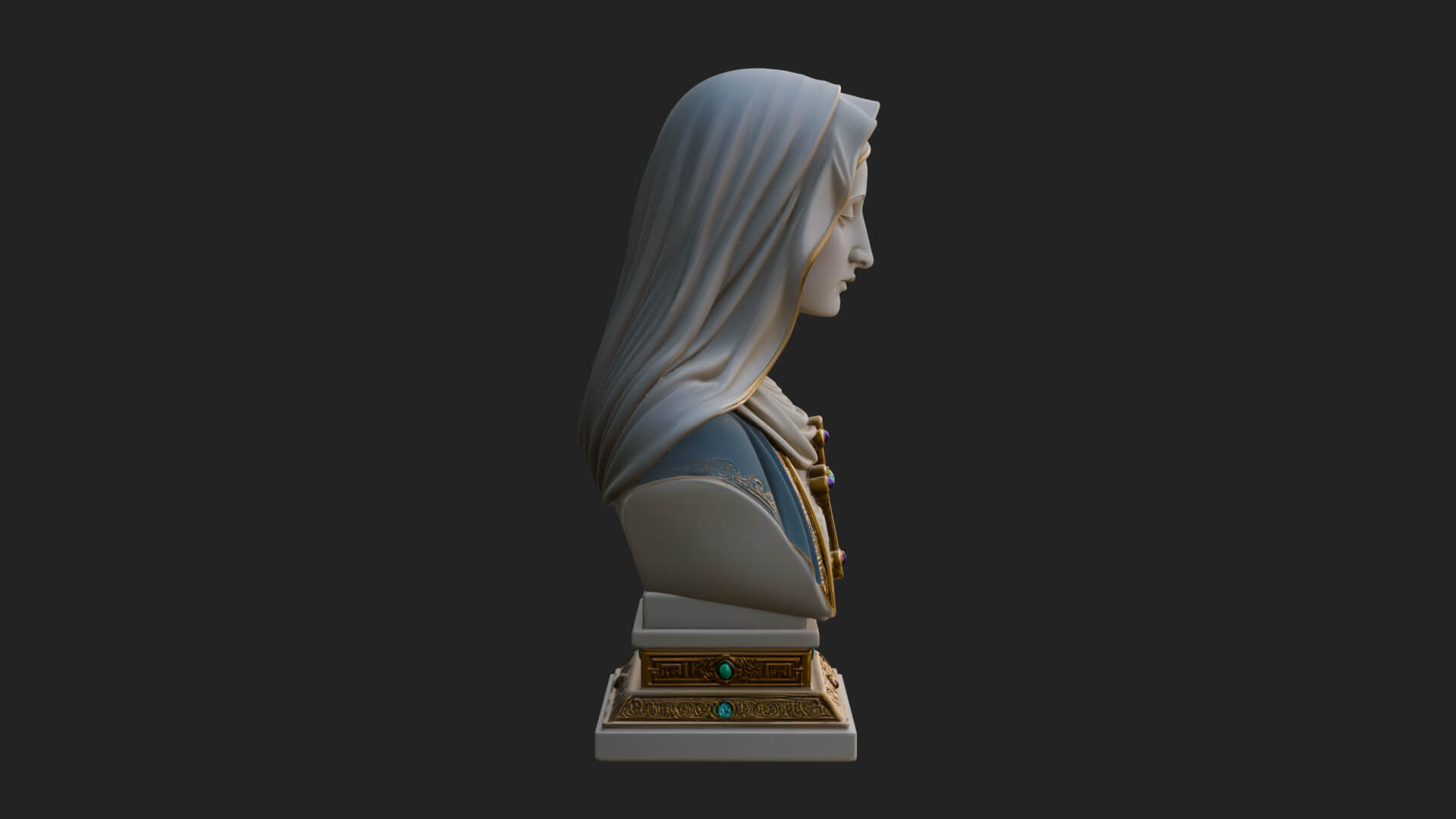 Veiled Saint Bust Statue Design 3 3D Print Model 3D Model