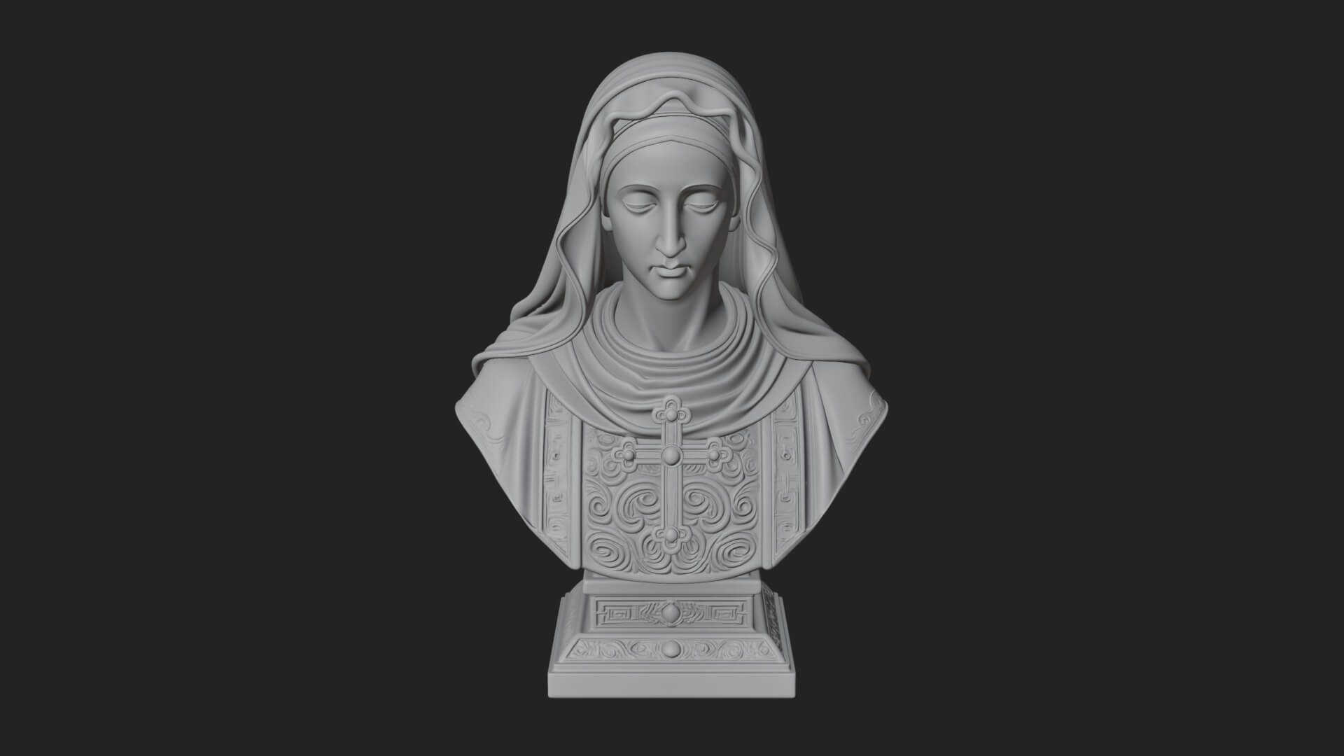 Veiled Saint Bust Statue Design 3 3D Print Model 3D Model