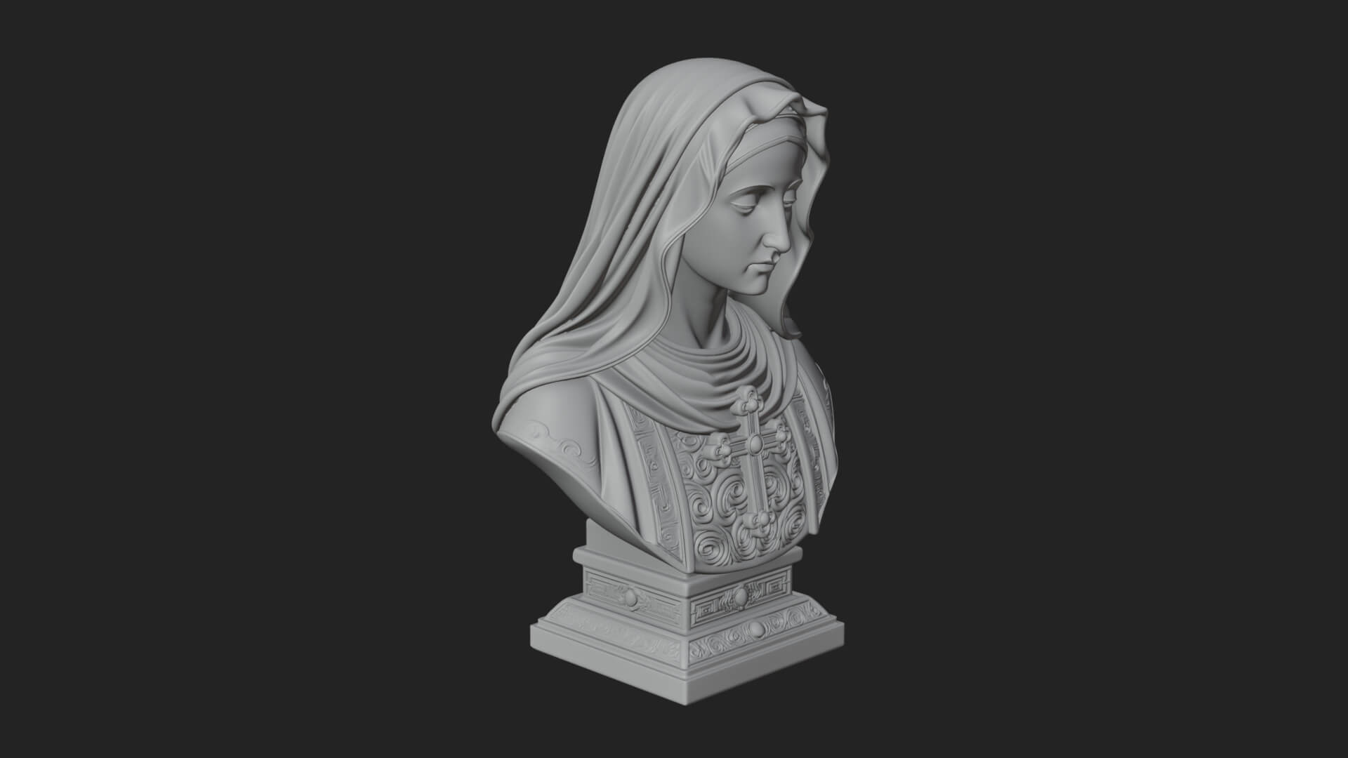 Veiled Saint Bust Statue Design 3 3D Print Model 3D Model