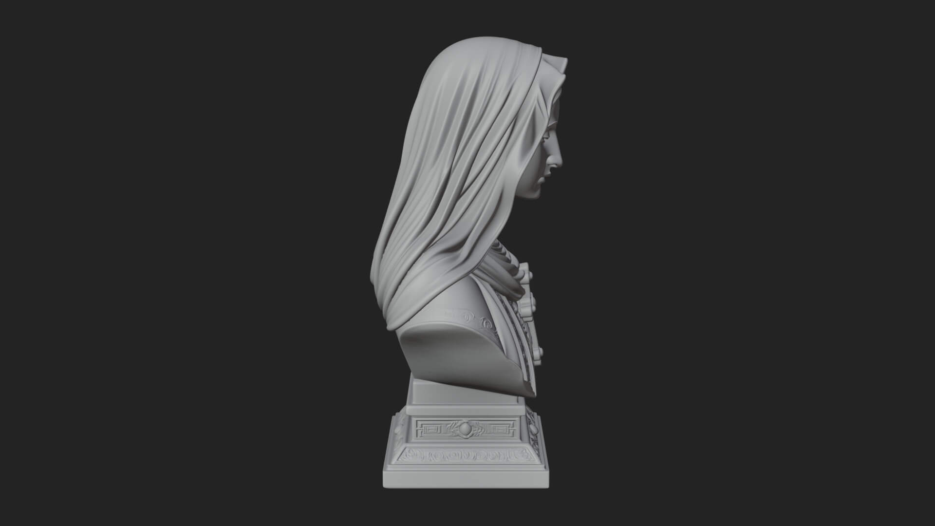 Veiled Saint Bust Statue Design 3 3D Print Model 3D Model