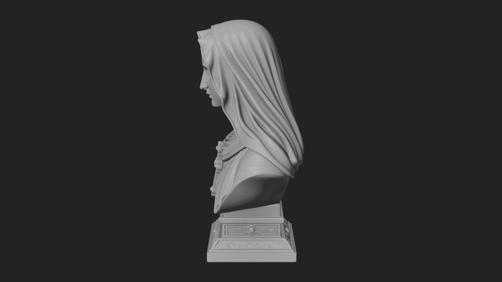Veiled Saint Bust Statue Design 3 3D Print Model 3D Model