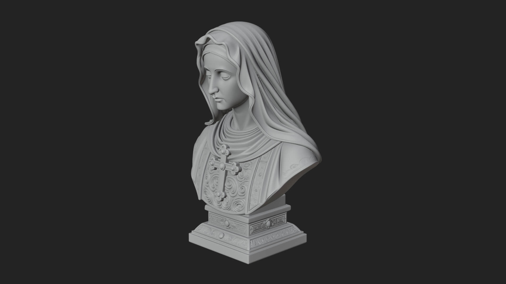 Veiled Saint Bust Statue Design 3 3D Print Model 3D Model