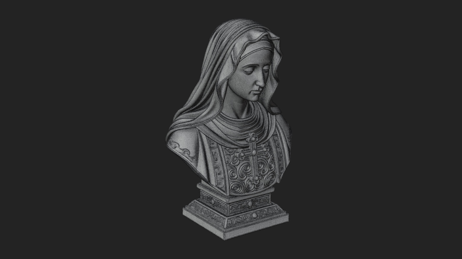 Veiled Saint Bust Statue Design 3 3D Print Model 3D Model