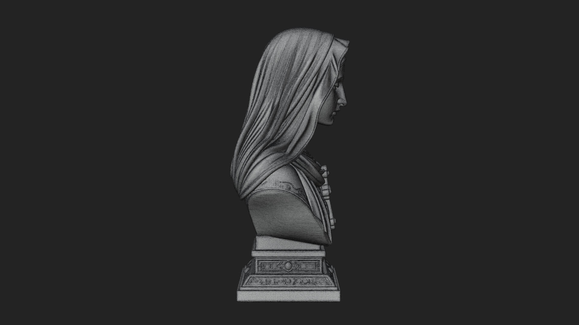 Veiled Saint Bust Statue Design 3 3D Print Model 3D Model