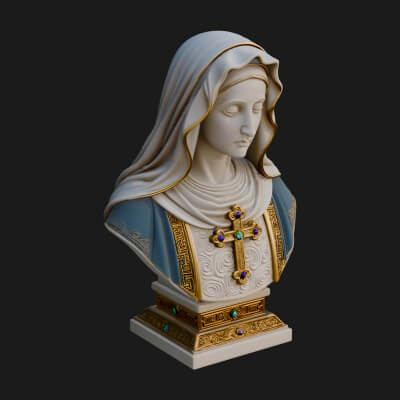 Veiled Saint Bust Statue Design 3 3D Print Model