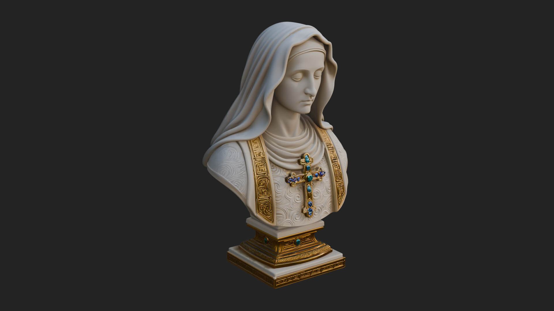 Veiled Saint Bust Statue Design 4 3D Print Model 3D Model