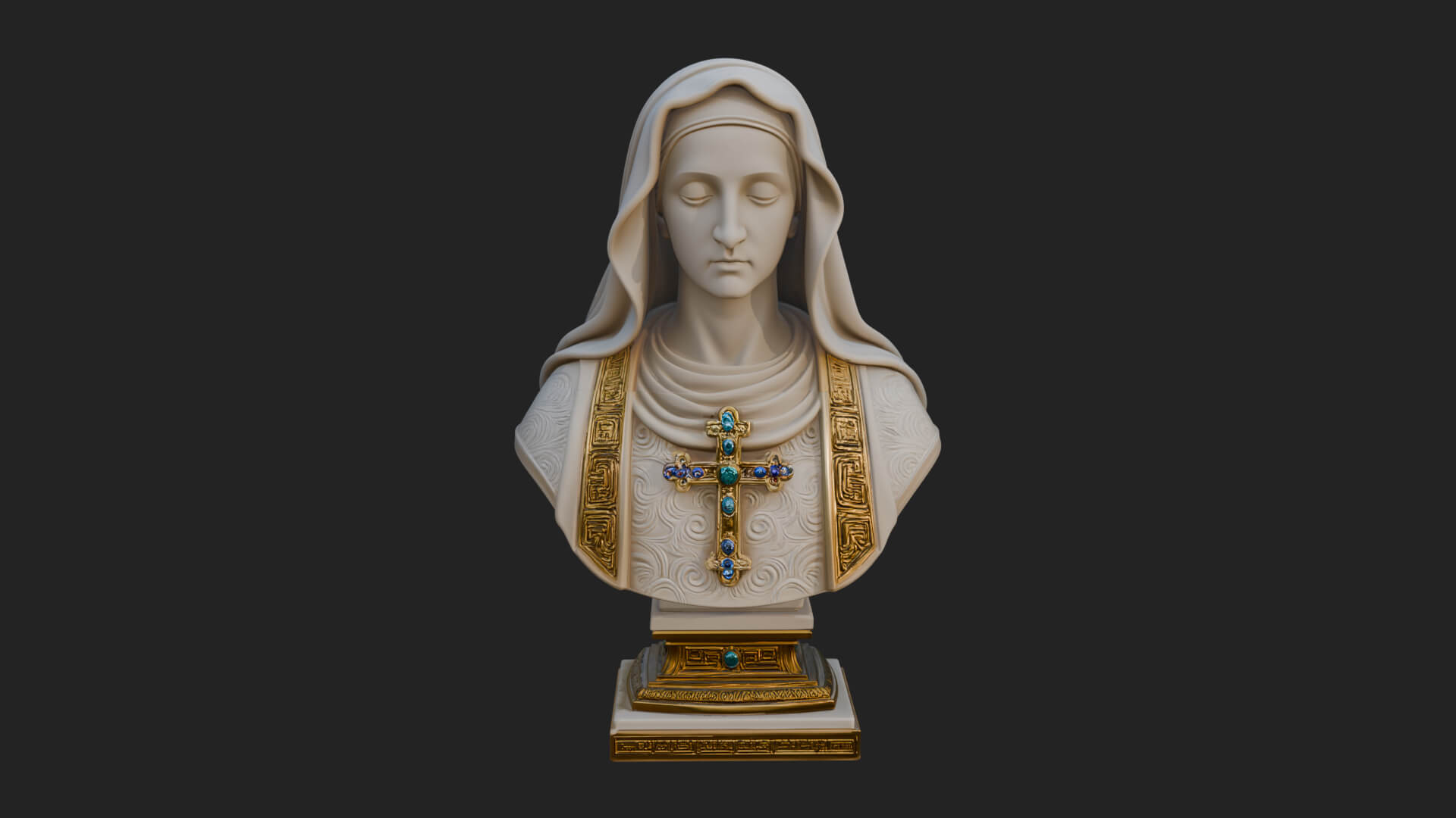 Veiled Saint Bust Statue Design 4 3D Print Model 3D Model