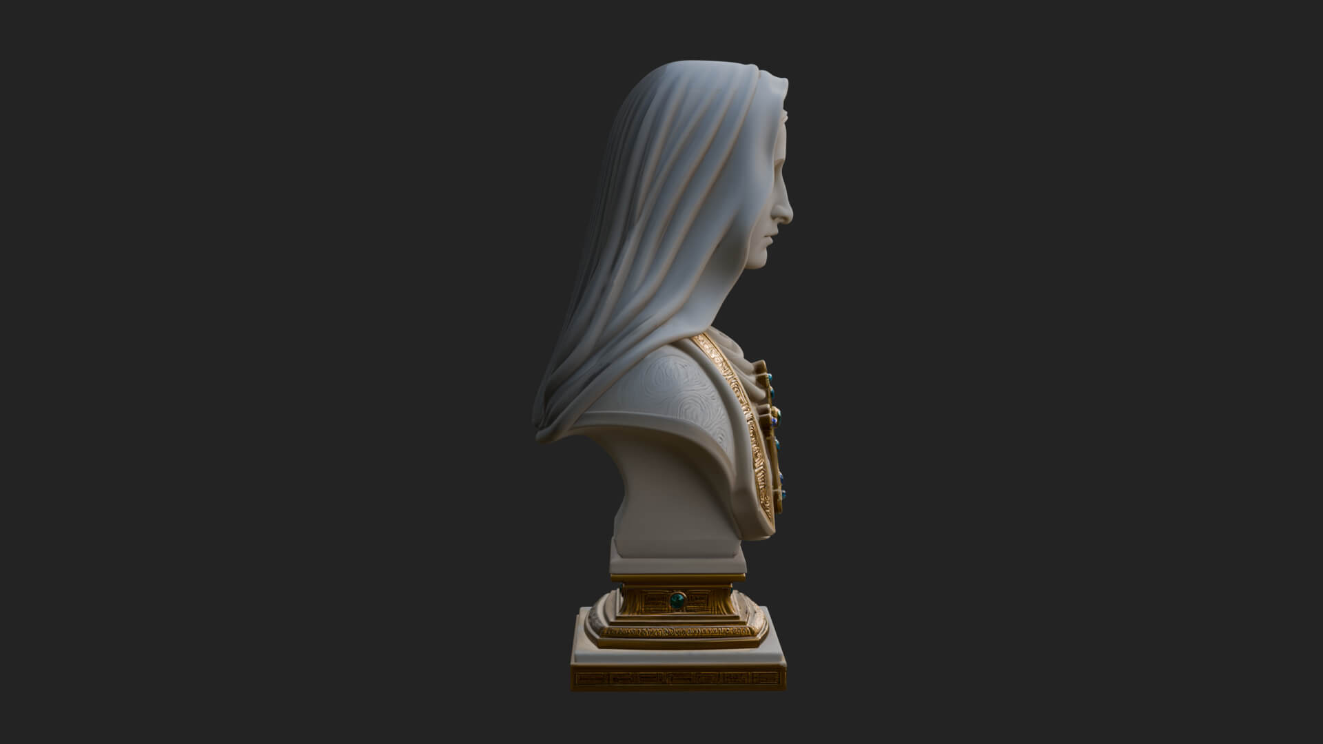 Veiled Saint Bust Statue Design 4 3D Print Model 3D Model