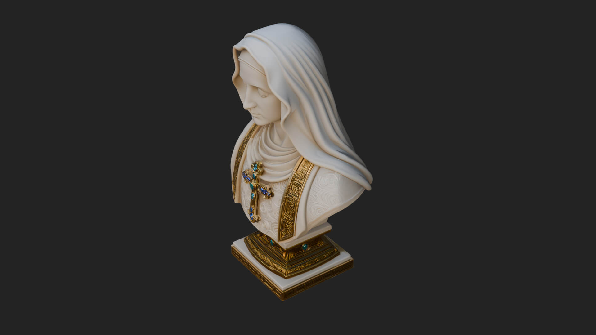 Veiled Saint Bust Statue Design 4 3D Print Model 3D Model