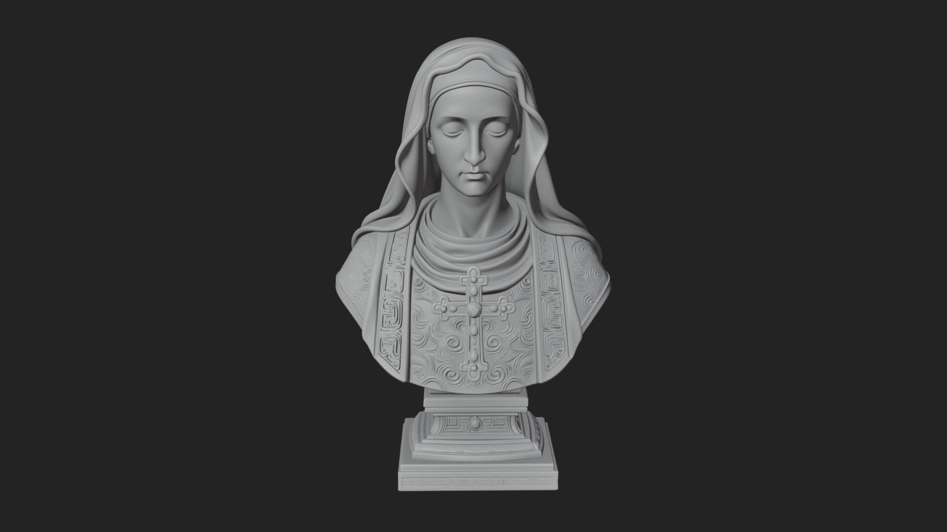 Veiled Saint Bust Statue Design 4 3D Print Model 3D Model