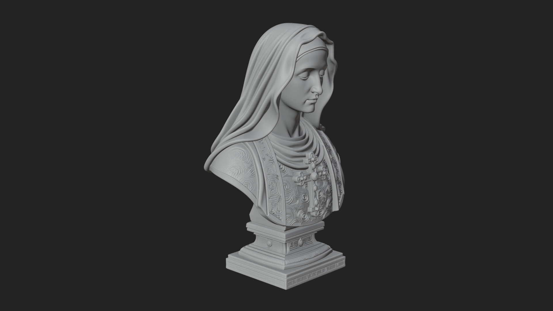Veiled Saint Bust Statue Design 4 3D Print Model 3D Model
