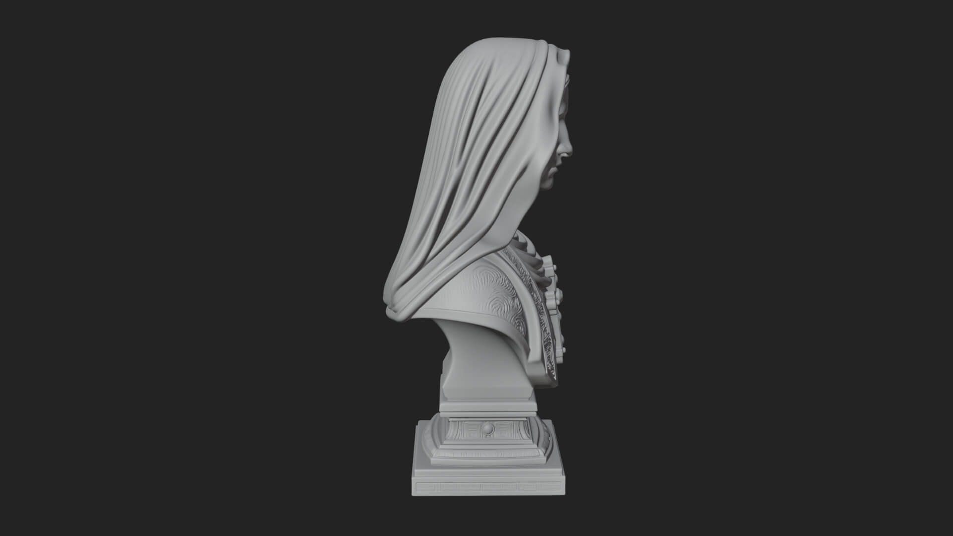 Veiled Saint Bust Statue Design 4 3D Print Model 3D Model