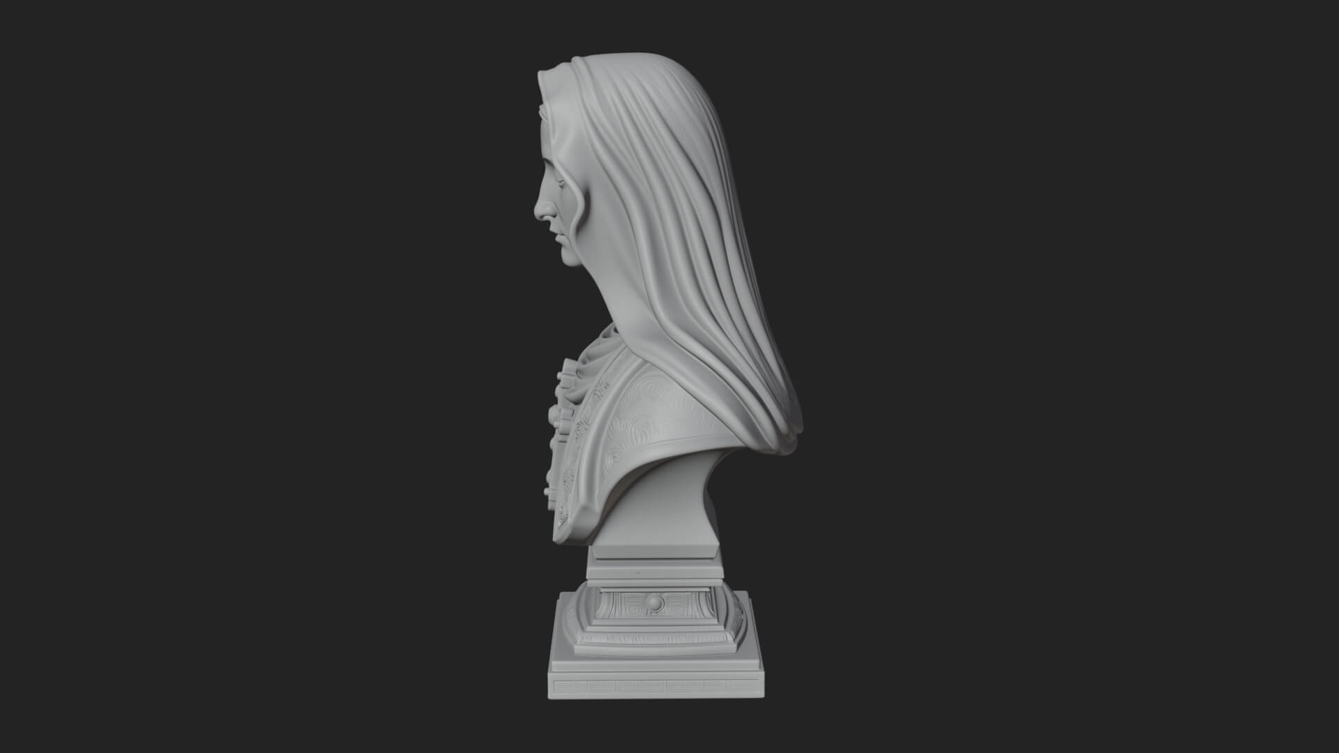 Veiled Saint Bust Statue Design 4 3D Print Model 3D Model