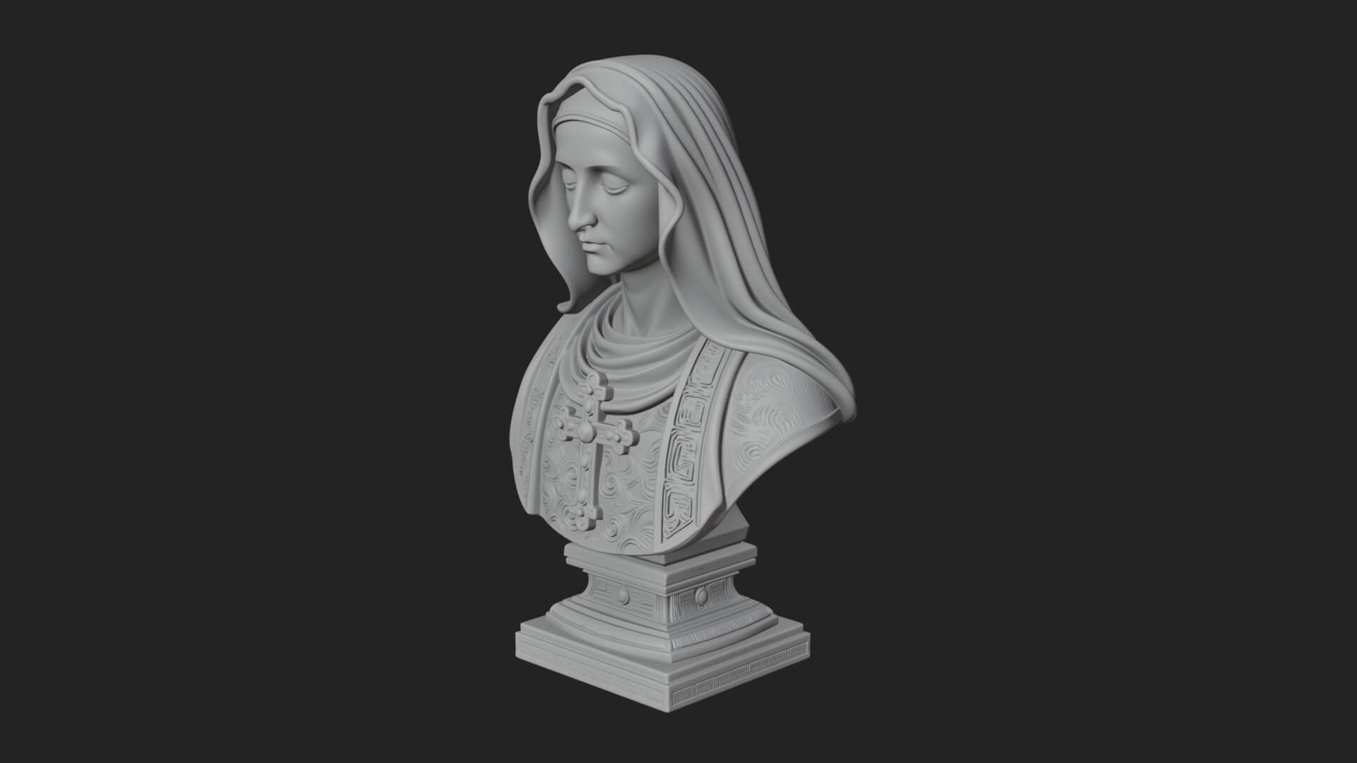Veiled Saint Bust Statue Design 4 3D Print Model 3D Model