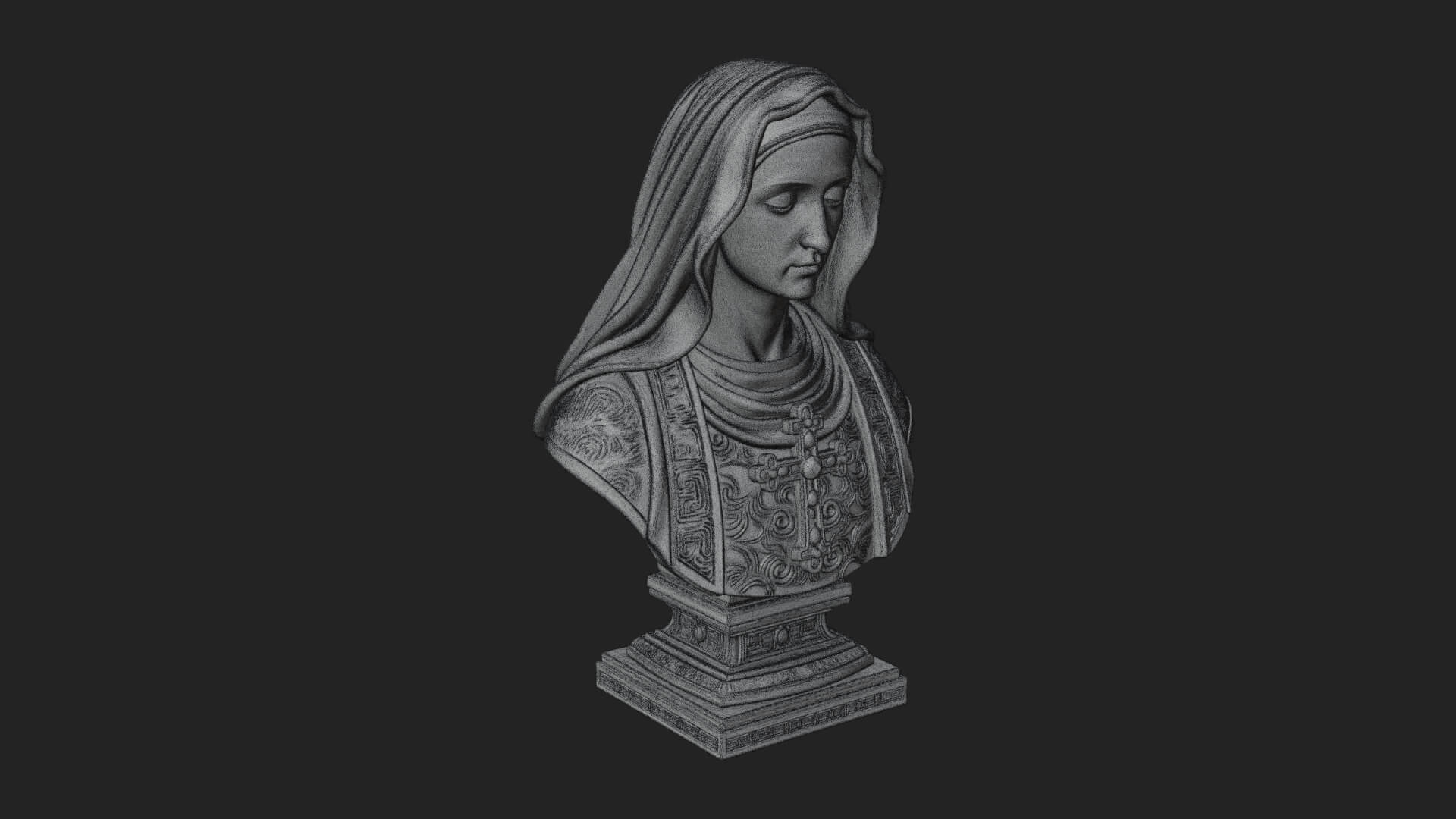 Veiled Saint Bust Statue Design 4 3D Print Model 3D Model
