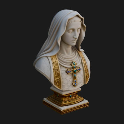 Veiled Saint Bust Statue Design 4 3D Print Model