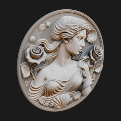 Venus with Roses Oval Plaque Design 1 3D Print Model