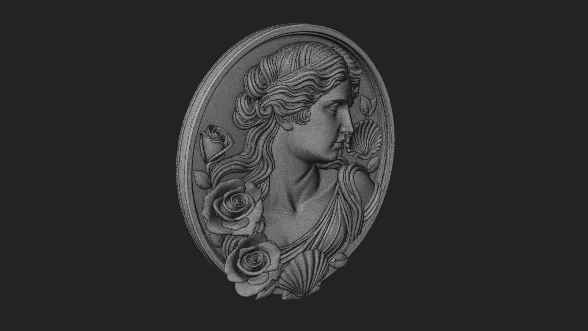 Venus with Roses Oval Plaque Design 2 3D Print Model 3D Model