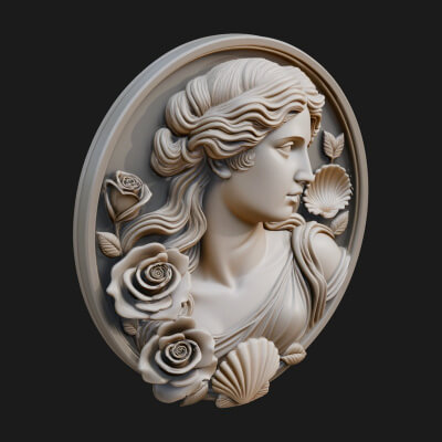 Venus with Roses Oval Plaque Design 2 3D Print Model