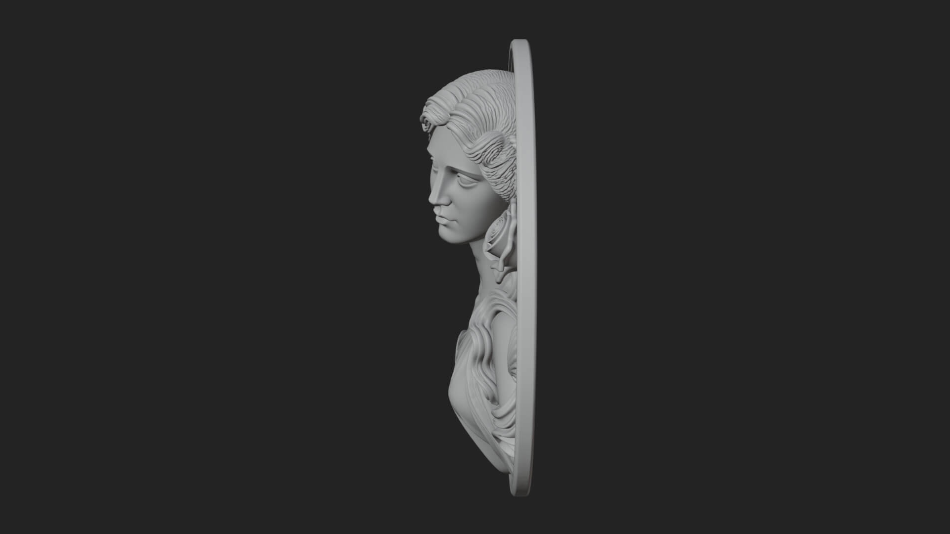 Venus with Roses Oval Plaque Design 3 3D Print Model 3D Model