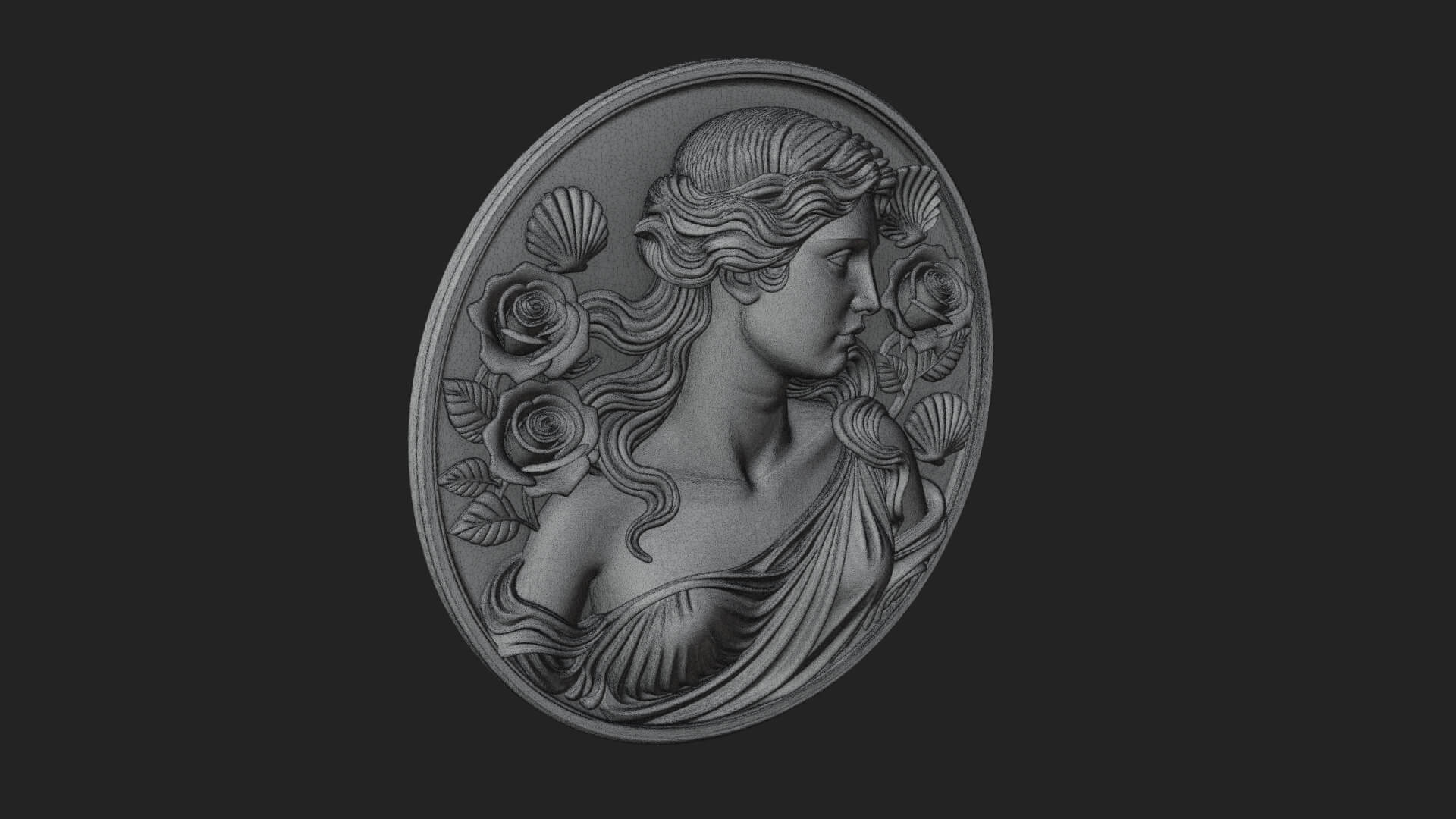 Venus with Roses Oval Plaque Design 3 3D Print Model 3D Model