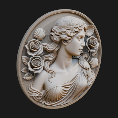 Venus with Roses Oval Plaque Design 3 3D Print Model