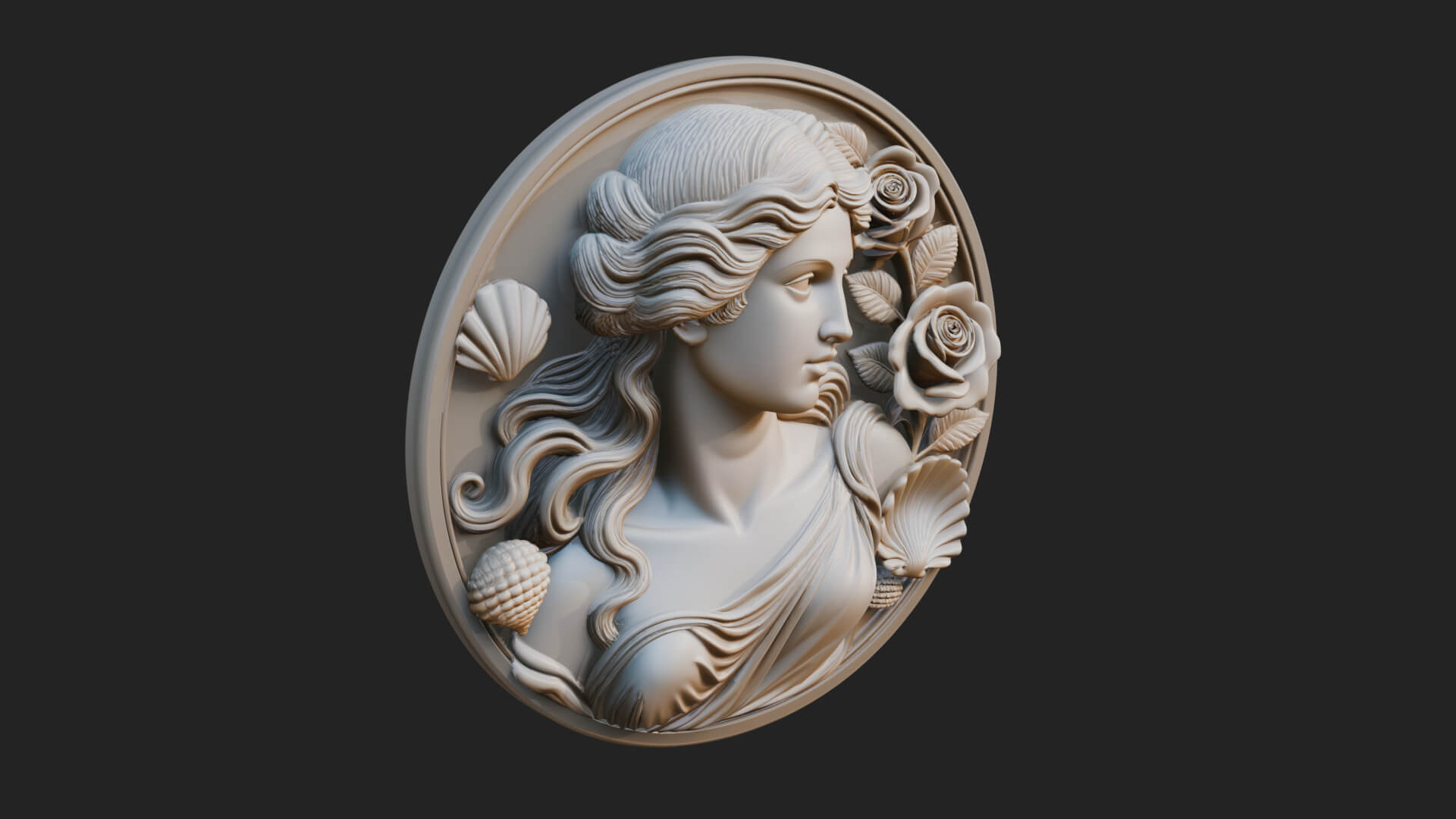 Venus with Roses Oval Plaque Design 4 3D Print Model 3D Model