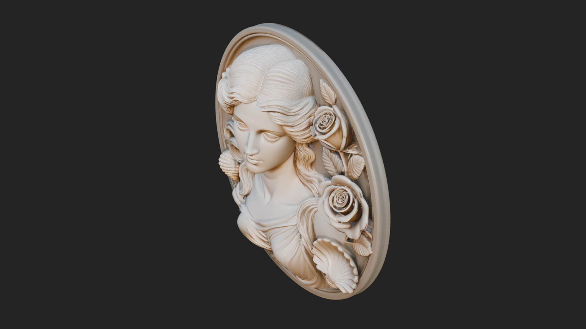 Venus with Roses Oval Plaque Design 4 3D Print Model 3D Model