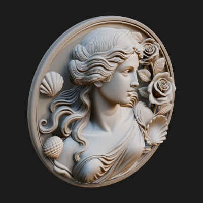 Venus with Roses Oval Plaque Design 4 3D Print Model