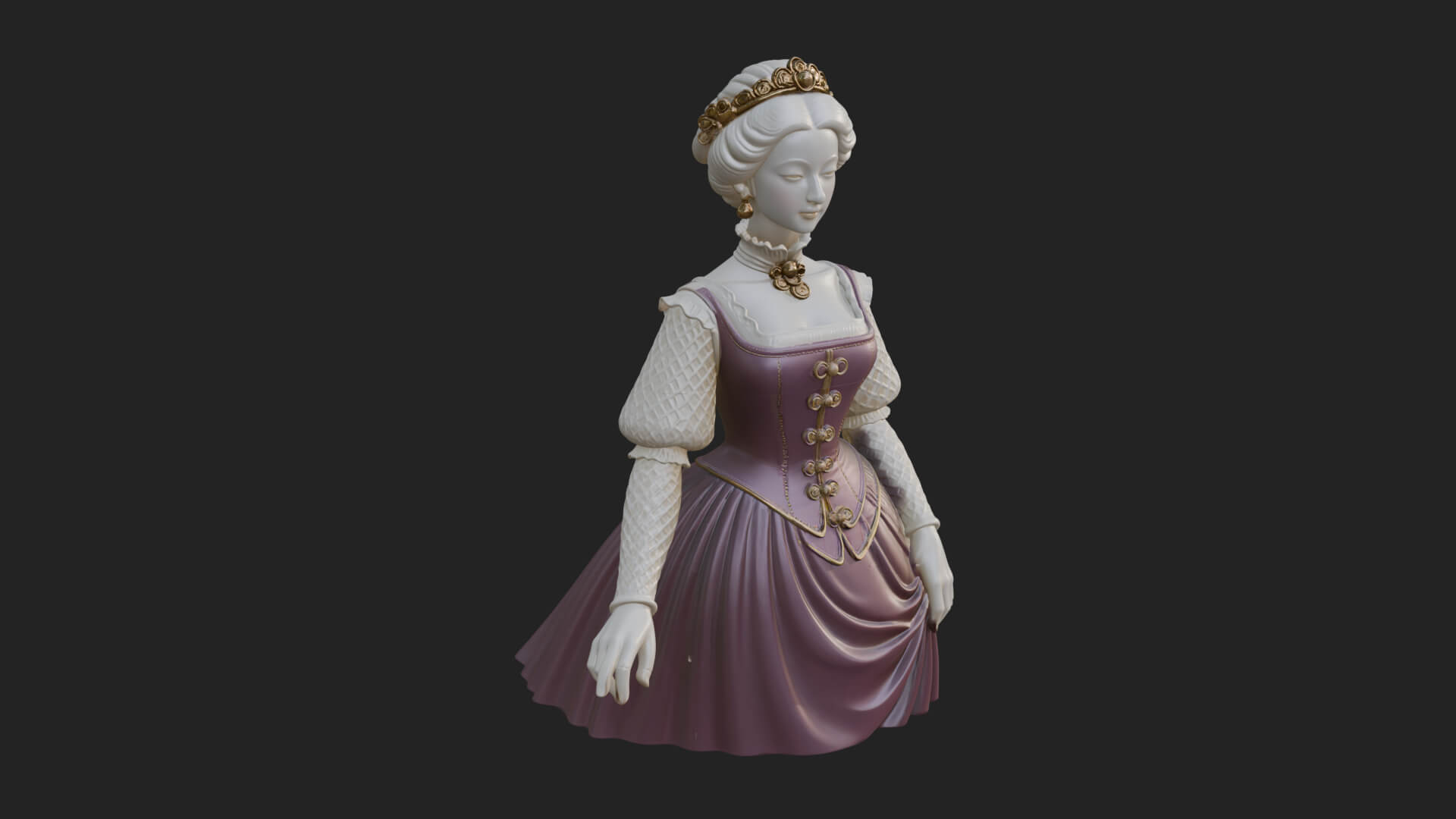 Victorian Lady Gown Statue Design 1 3D Print Model 3D Model