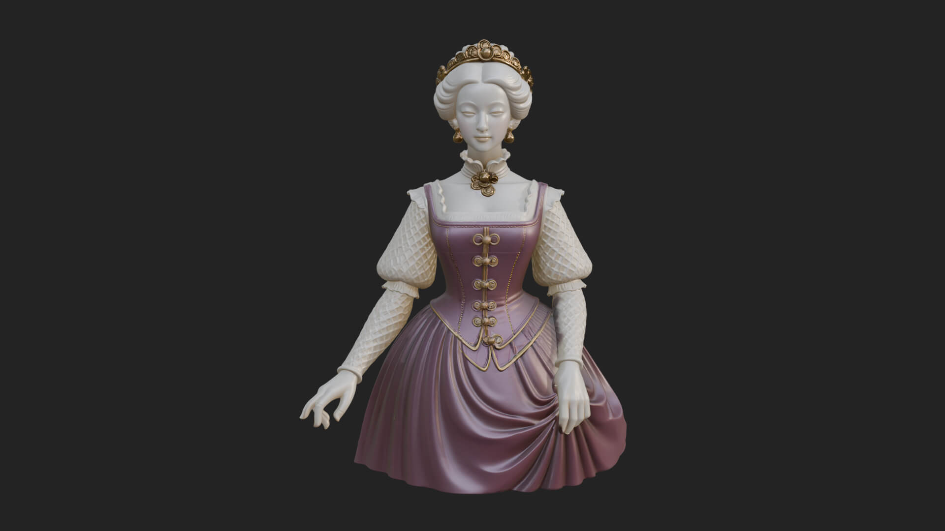 Victorian Lady Gown Statue Design 1 3D Print Model 3D Model