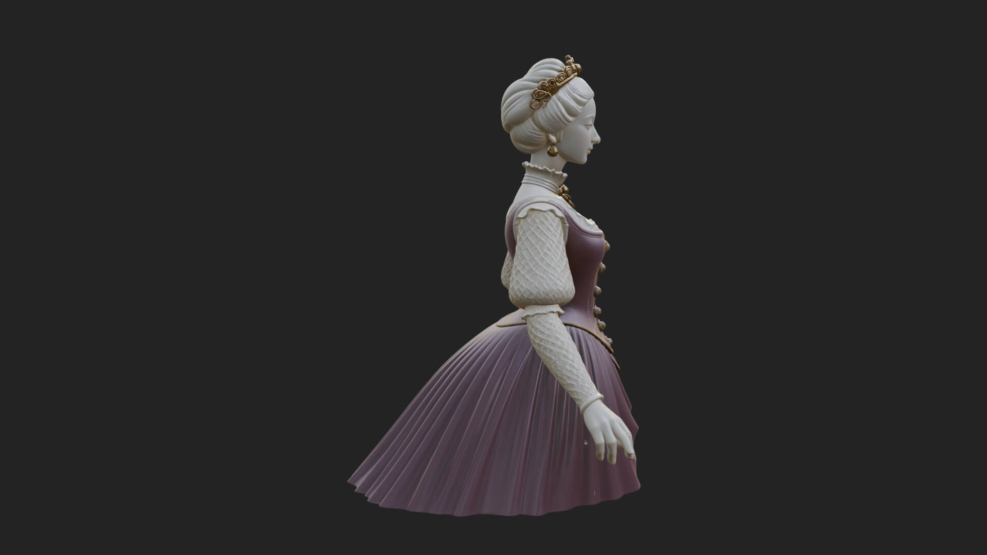 Victorian Lady Gown Statue Design 1 3D Print Model 3D Model