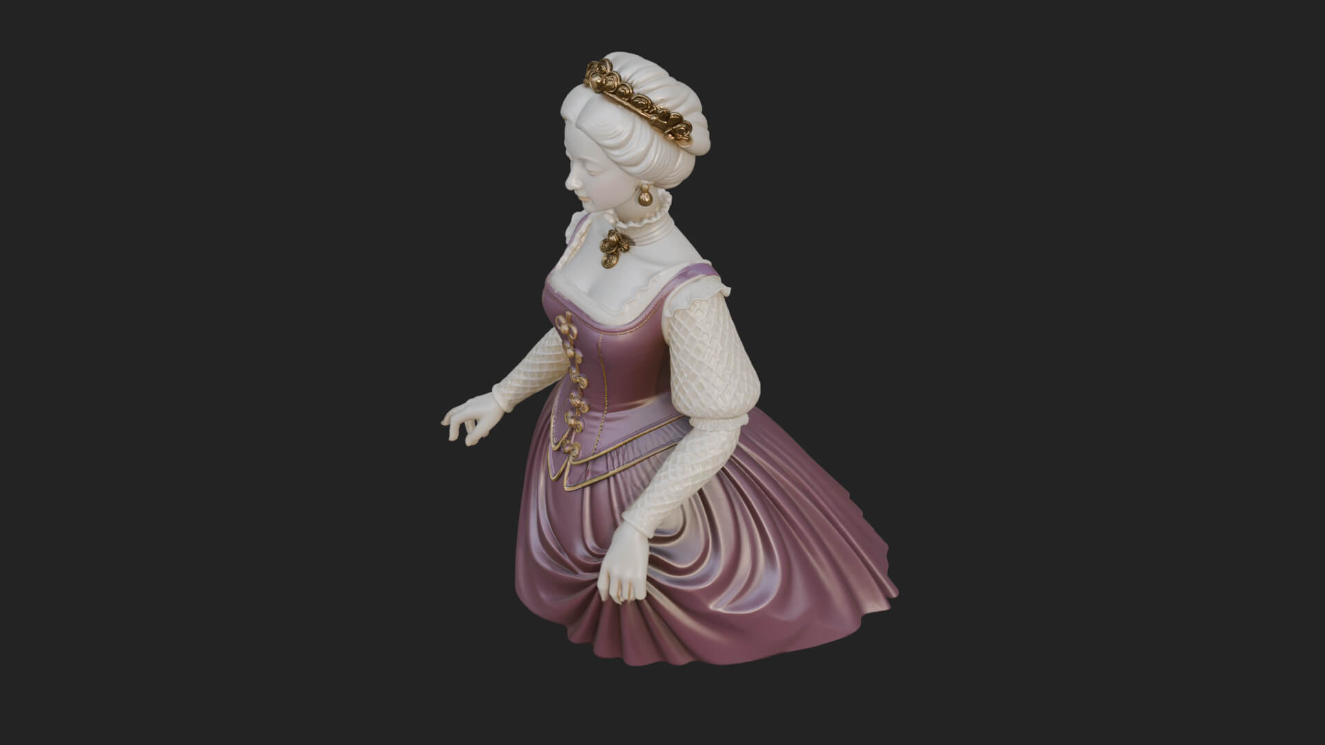 Victorian Lady Gown Statue Design 1 3D Print Model 3D Model