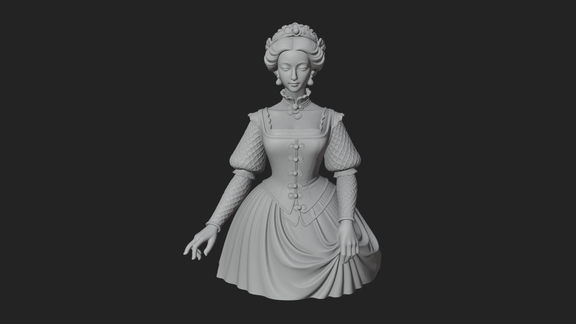 Victorian Lady Gown Statue Design 1 3D Print Model 3D Model