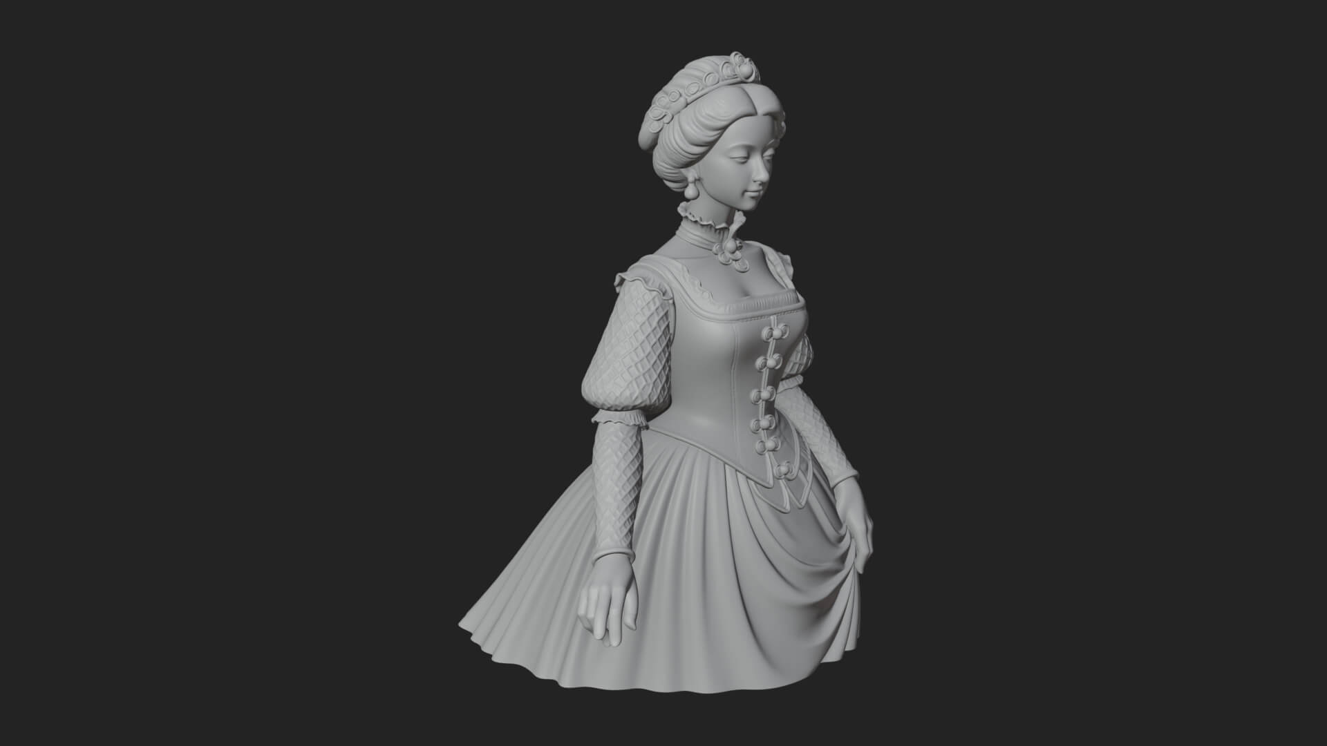 Victorian Lady Gown Statue Design 1 3D Print Model 3D Model