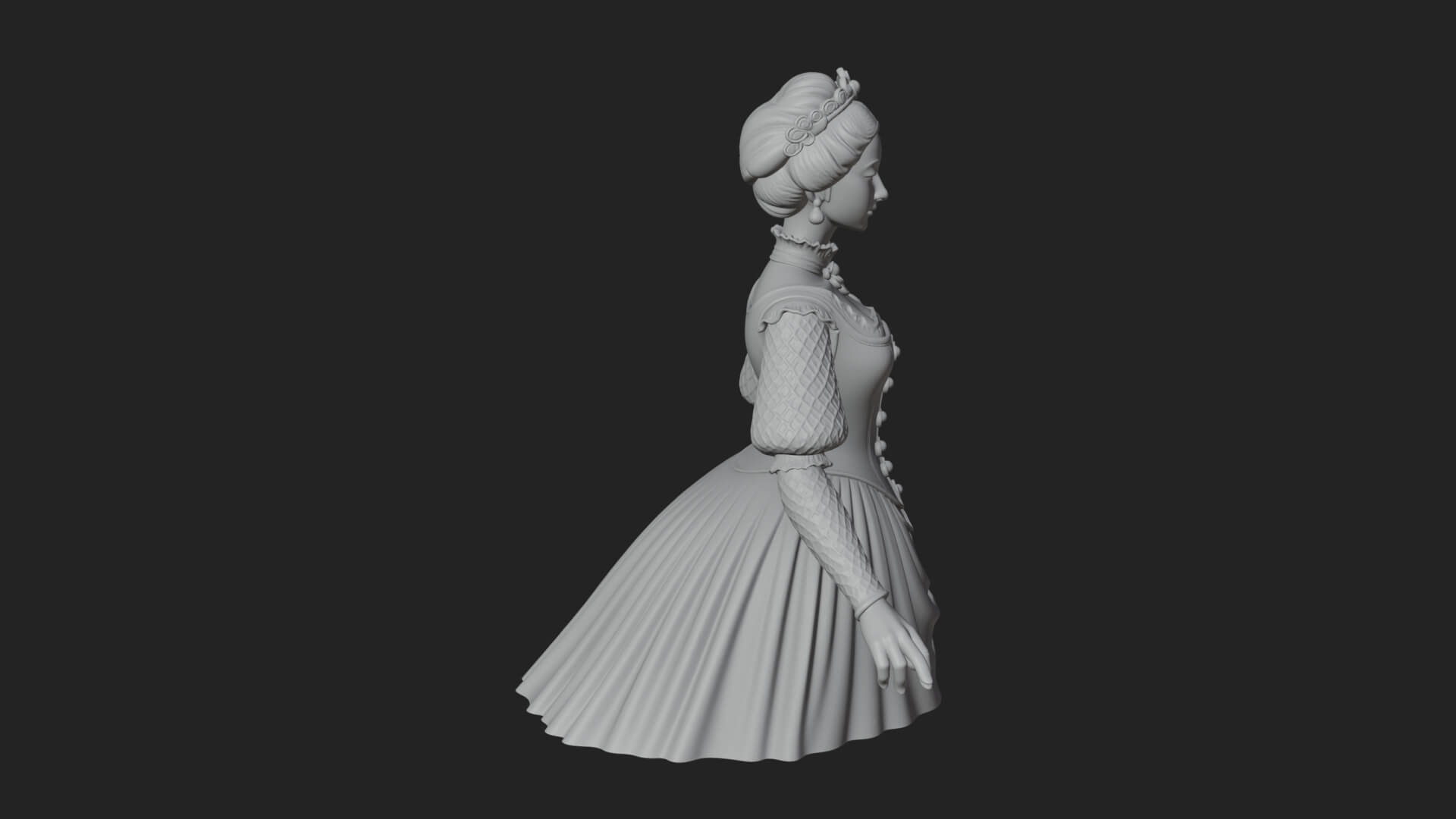 Victorian Lady Gown Statue Design 1 3D Print Model 3D Model