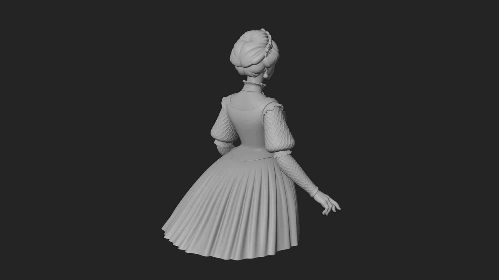 Victorian Lady Gown Statue Design 1 3D Print Model 3D Model