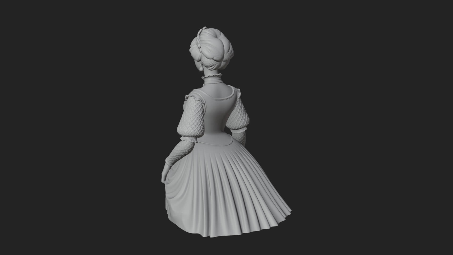 Victorian Lady Gown Statue Design 1 3D Print Model 3D Model